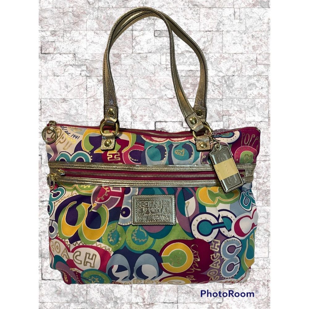 Coach Poppy C Glam Tote Purse Shoulder Bag Excellent Condition